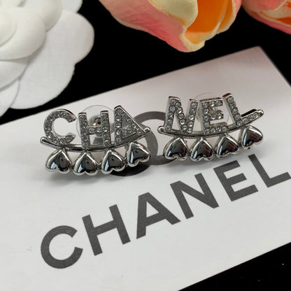 2025 Classic CHA letter heart pendant earrings