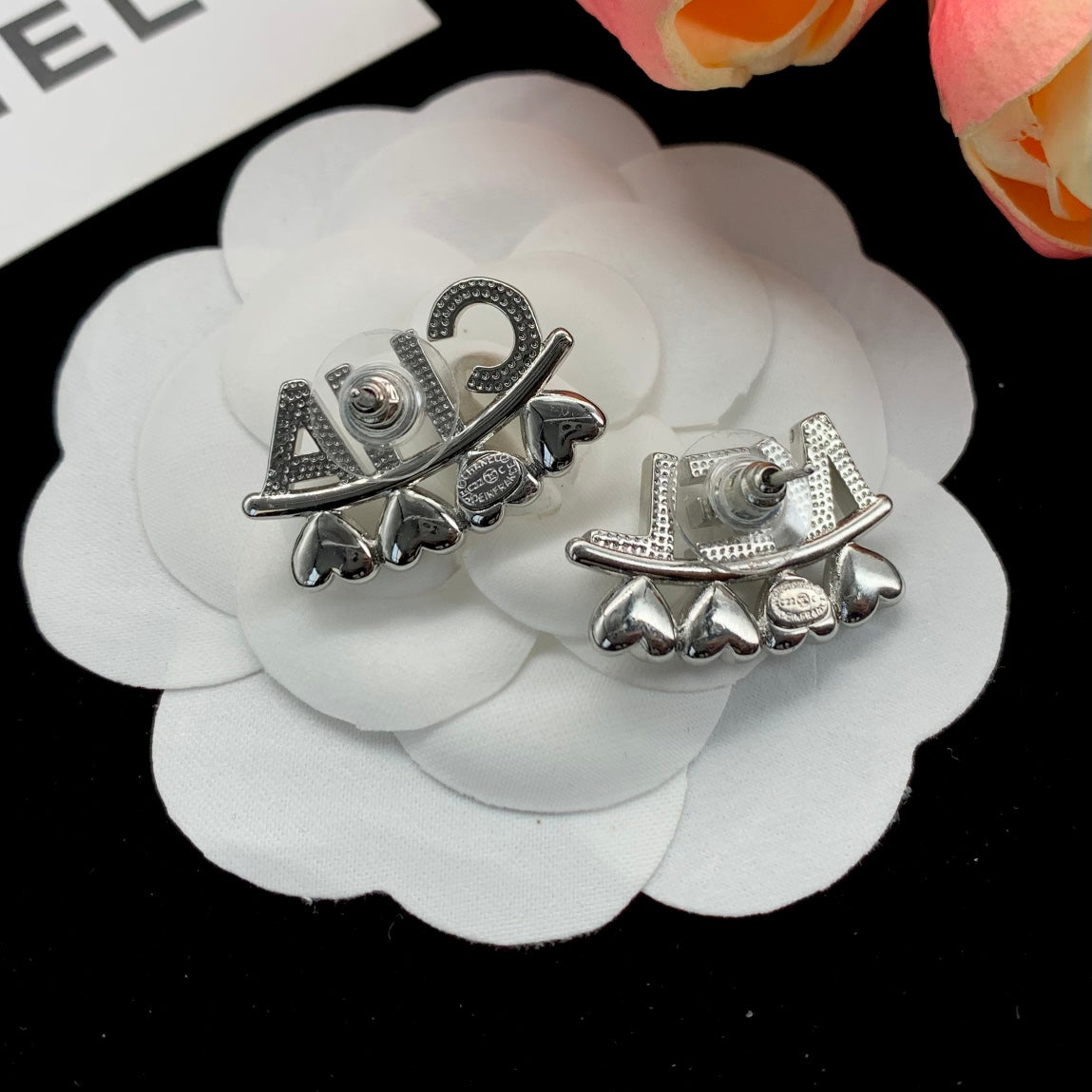 2025 Classic CHA letter heart pendant earrings