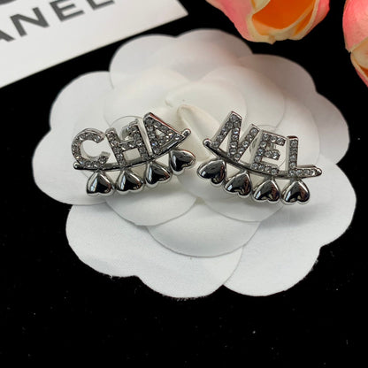 2025 Classic CHA letter heart pendant earrings