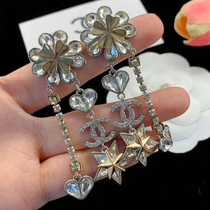 2025 Fashion Rhinestone Star Heart Dangle Earrings