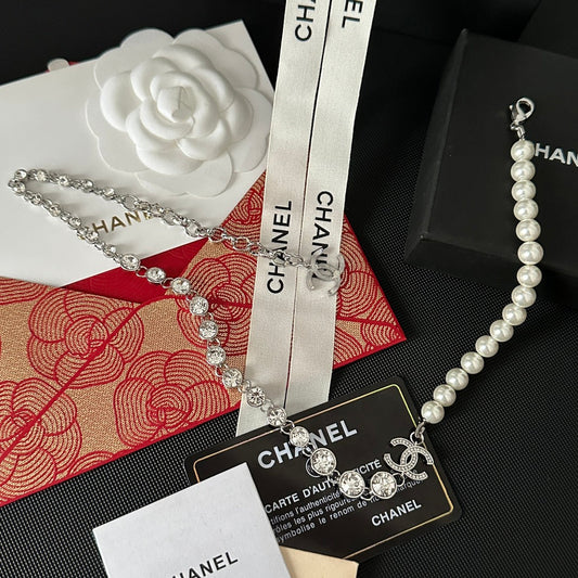 2025 Fashion CC rhinestone pearl necklace