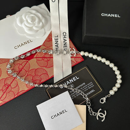 2025 Fashion CC rhinestone pearl necklace