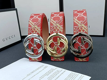 2025 3 Colors double G stripe calico belt Gender: general