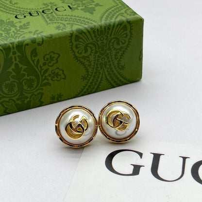 2025 Elegant Pearl Metal Letter Stud Earrings