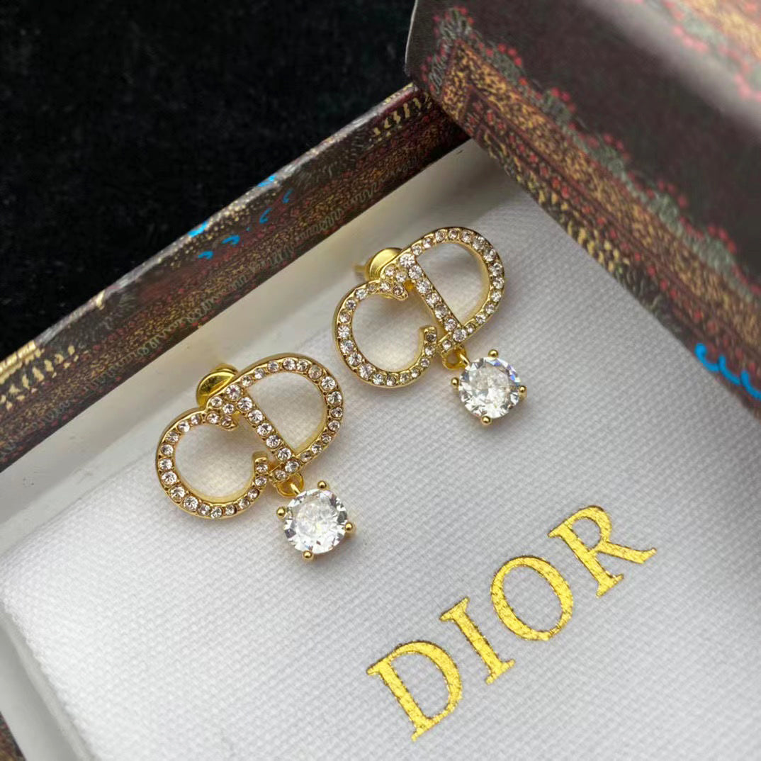 2025 Diamond Pendant Zircon Alphabet Earrings