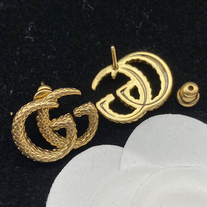 2025 3D Carved Wheat Ear Letter Stud Earrings
