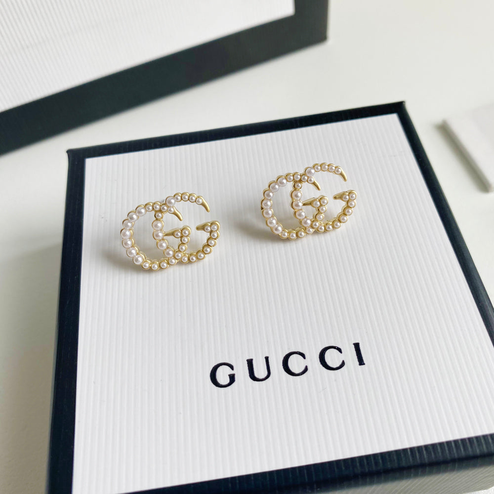 2025 Double G Pearl Stud Earrings