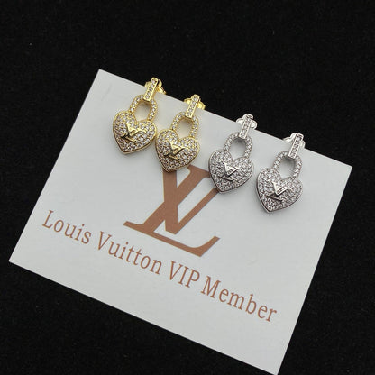 2025 Sparkling Heart Lock Diamond Earrings