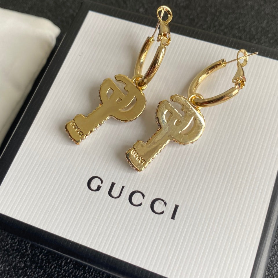 2025 Double G Diamond Key Earrings