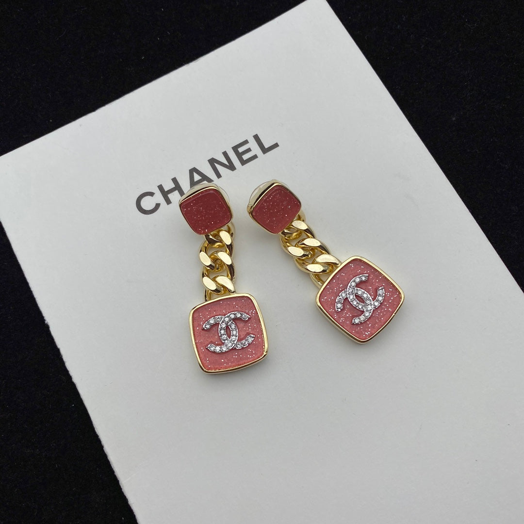 2025 Sparkling Pink Enamel Earrings
