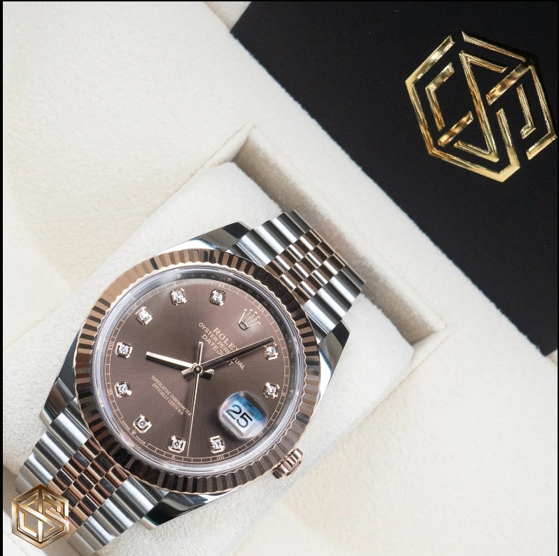 Women And Man Datejust 41 126331 Everose Chocolate Diamond Dial Jubilee Bracelet 2023 Watch