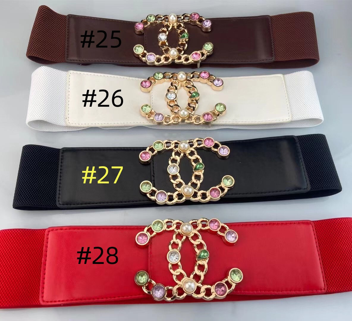 7CM elastic waistband, fashionable metal buckle dress suit jacket decoration belt