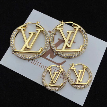 2025 Fashion Alphabet Rhinestone Round Earrings