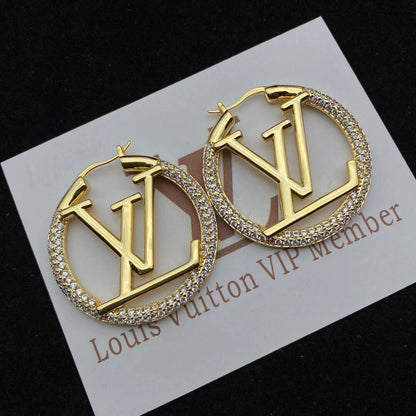 2025 Fashion Alphabet Rhinestone Round Earrings