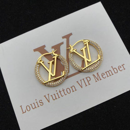 2025 Fashion Alphabet Rhinestone Round Earrings