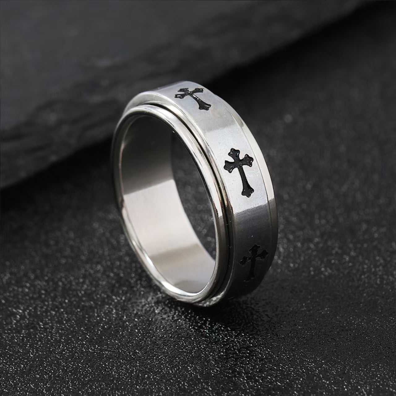 Titanium steel ring cross ring earrings