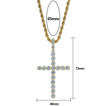 2025 Micro Paved Zircon Hip Hop Anka Key Cross Hip Hop Pendant Necklace