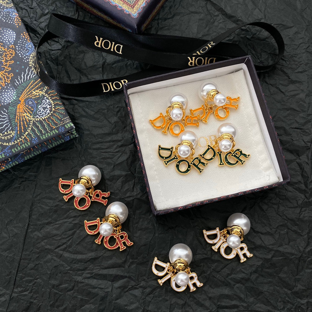 2025 Epoxy Alphabet Drop Pearl Earrings