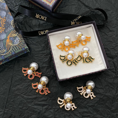 2025 Epoxy Alphabet Drop Pearl Earrings