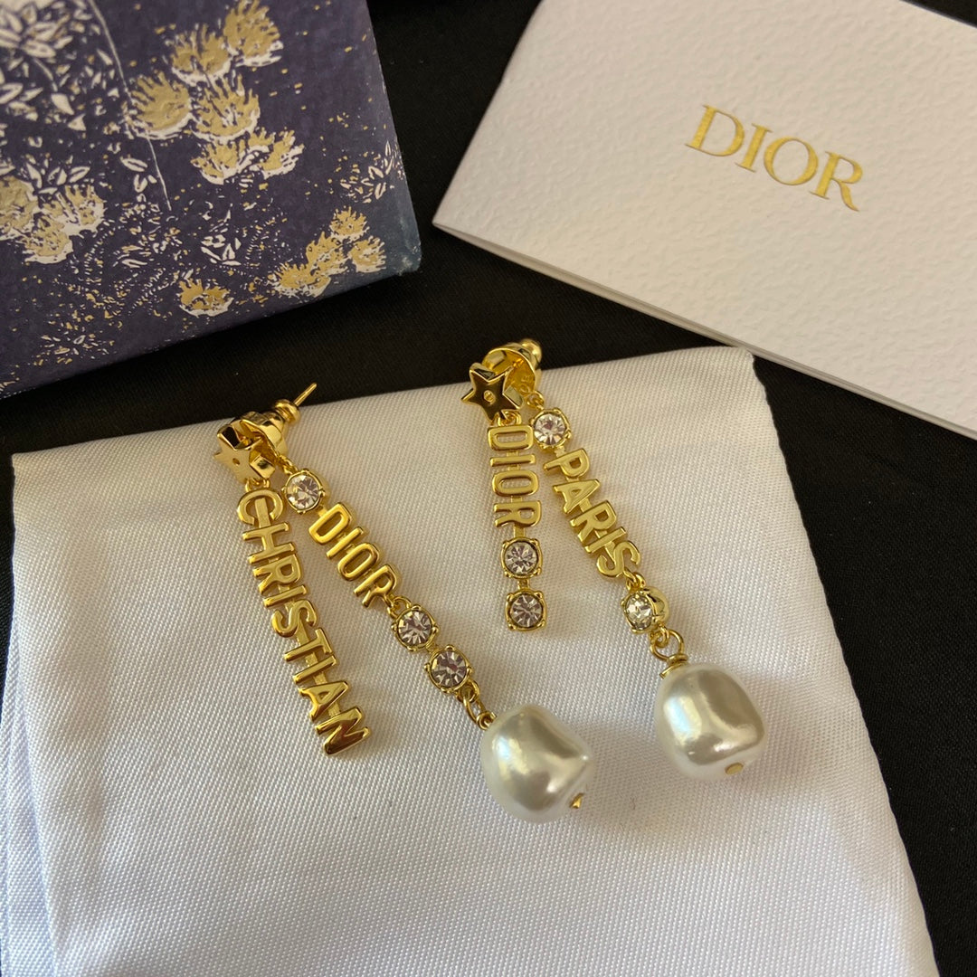 2025 Pearl Alphabet Pendant Earrings