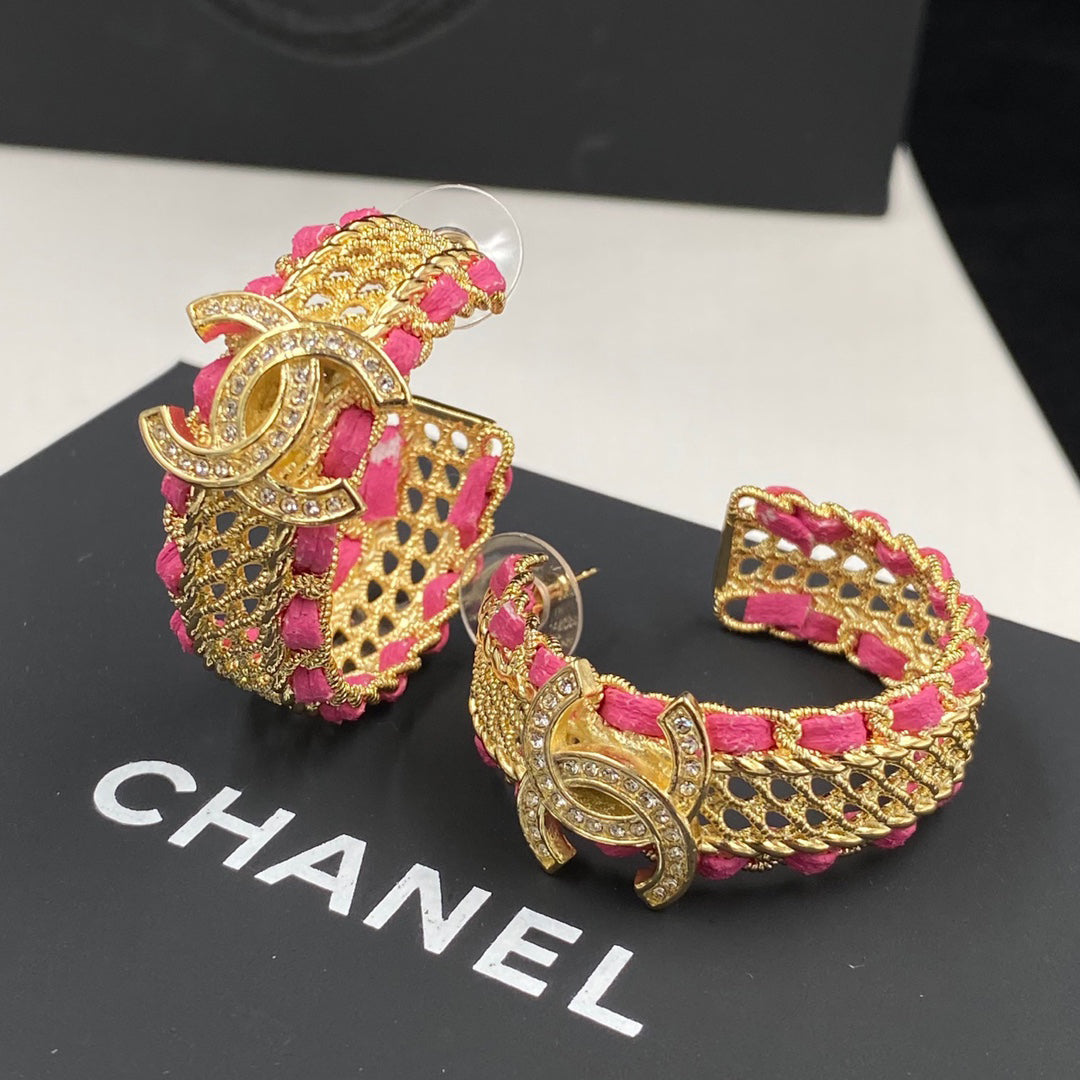 2025 Pink Leather Half Hoop Earrings