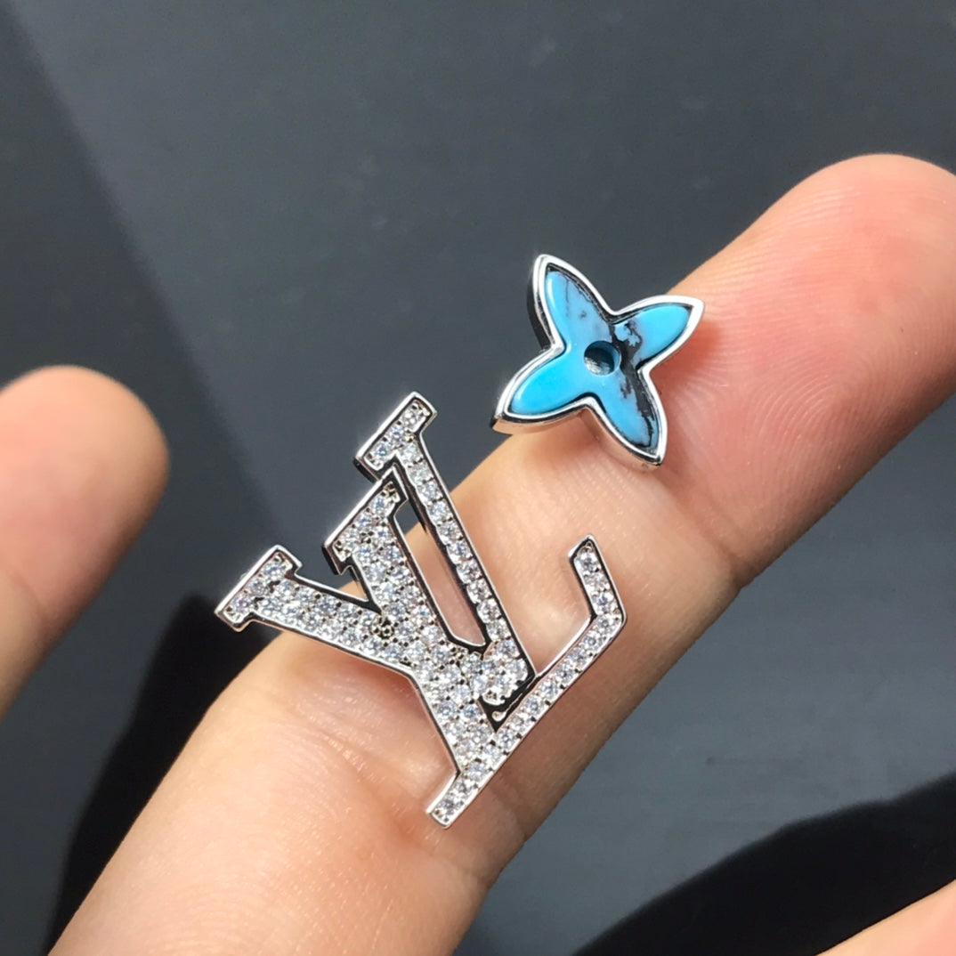 2025 Sapphire Full Diamond Asymmetric Stud Earrings