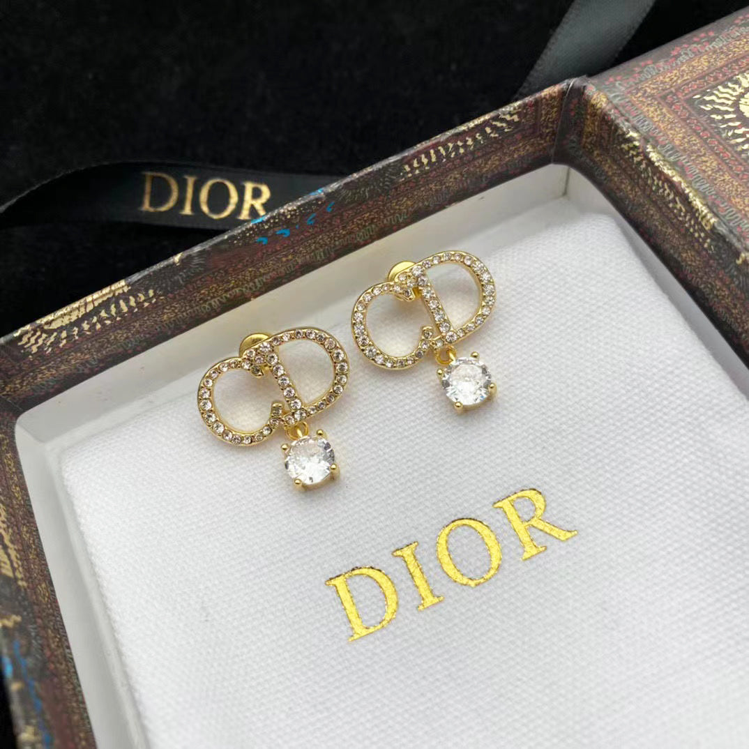 2025 Diamond Pendant Zircon Alphabet Earrings