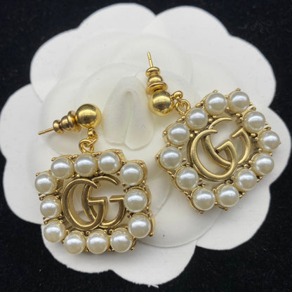 2025 Square Pearl Drop Earrings