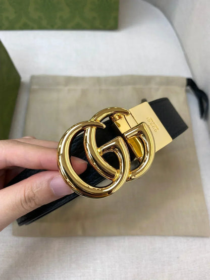 2025 Double-sided imported top-layer cowhide lychee pattern belt, black and coffee, width 3.0