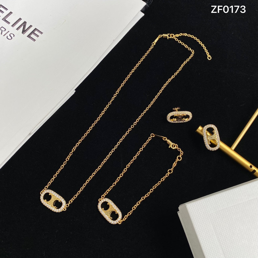 2025 Crystal Diamond Earrings Bracelet Necklace Set