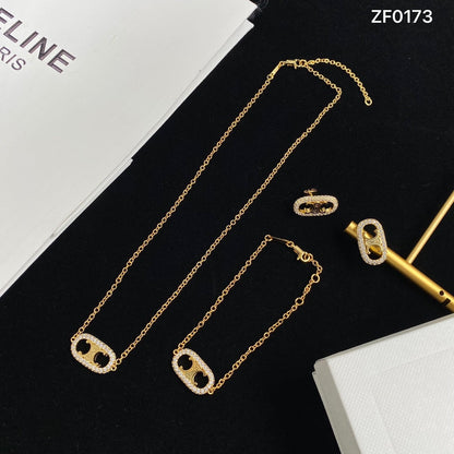 2025 Crystal Diamond Earrings Bracelet Necklace Set