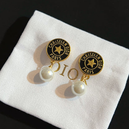 2025 Star Round Pearl Drop Earrings