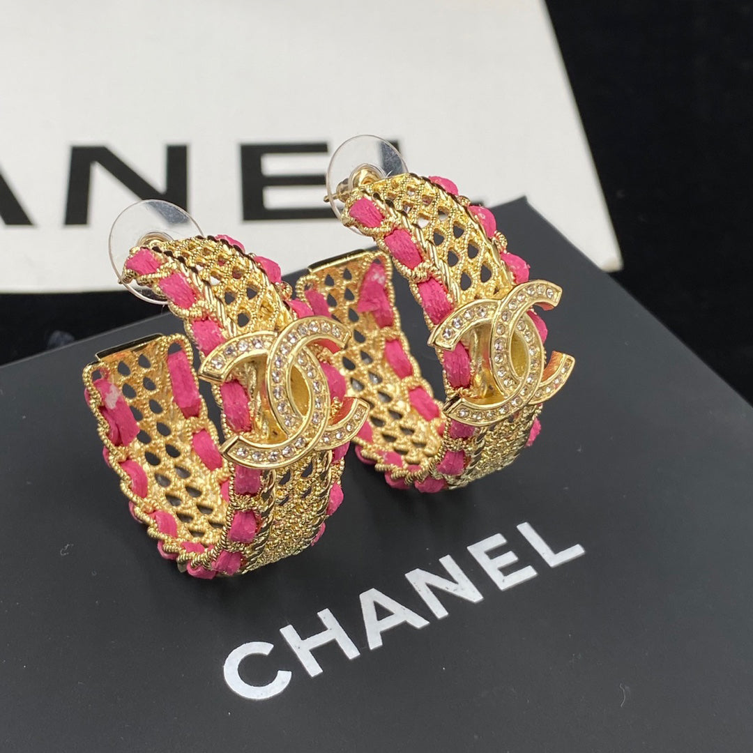 2025 Pink Leather Half Hoop Earrings