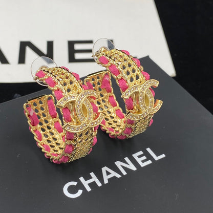 2025 Pink Leather Half Hoop Earrings