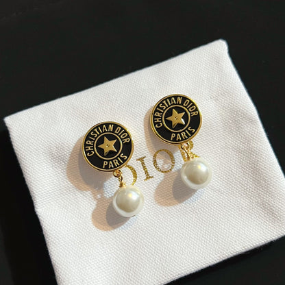 2025 Star Round Pearl Drop Earrings