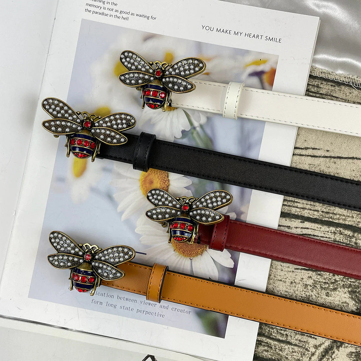 2025 4 Colors  bee lychee pattern double-sided belt