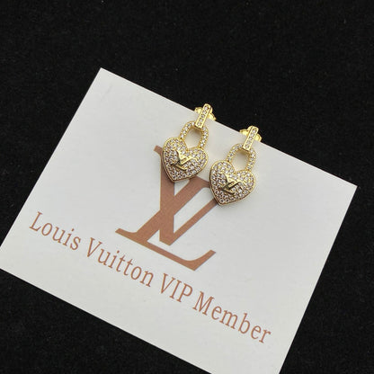 2025 Sparkling Heart Lock Diamond Earrings