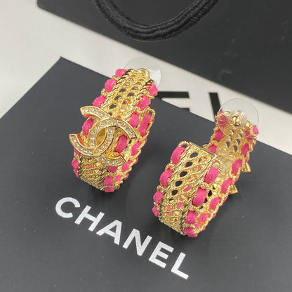 2025 Pink Leather Half Hoop Earrings