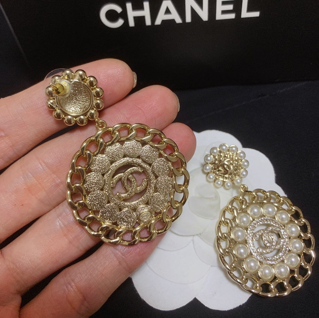 2025 Chain Stripe Pearl Earrings