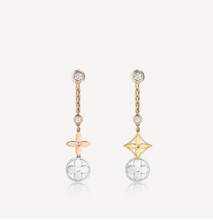 2025 3 Color Flower Diamond Earrings