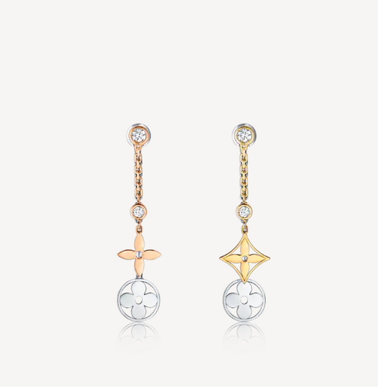 2025 3 Color Flower Diamond Earrings