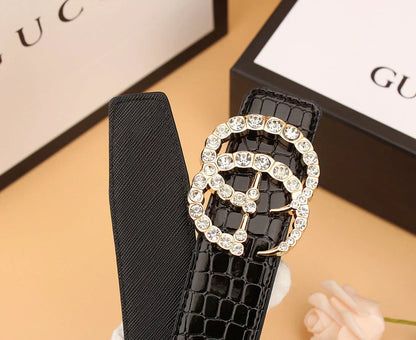 2025 2 Styles   Double G Rhinestone Belt