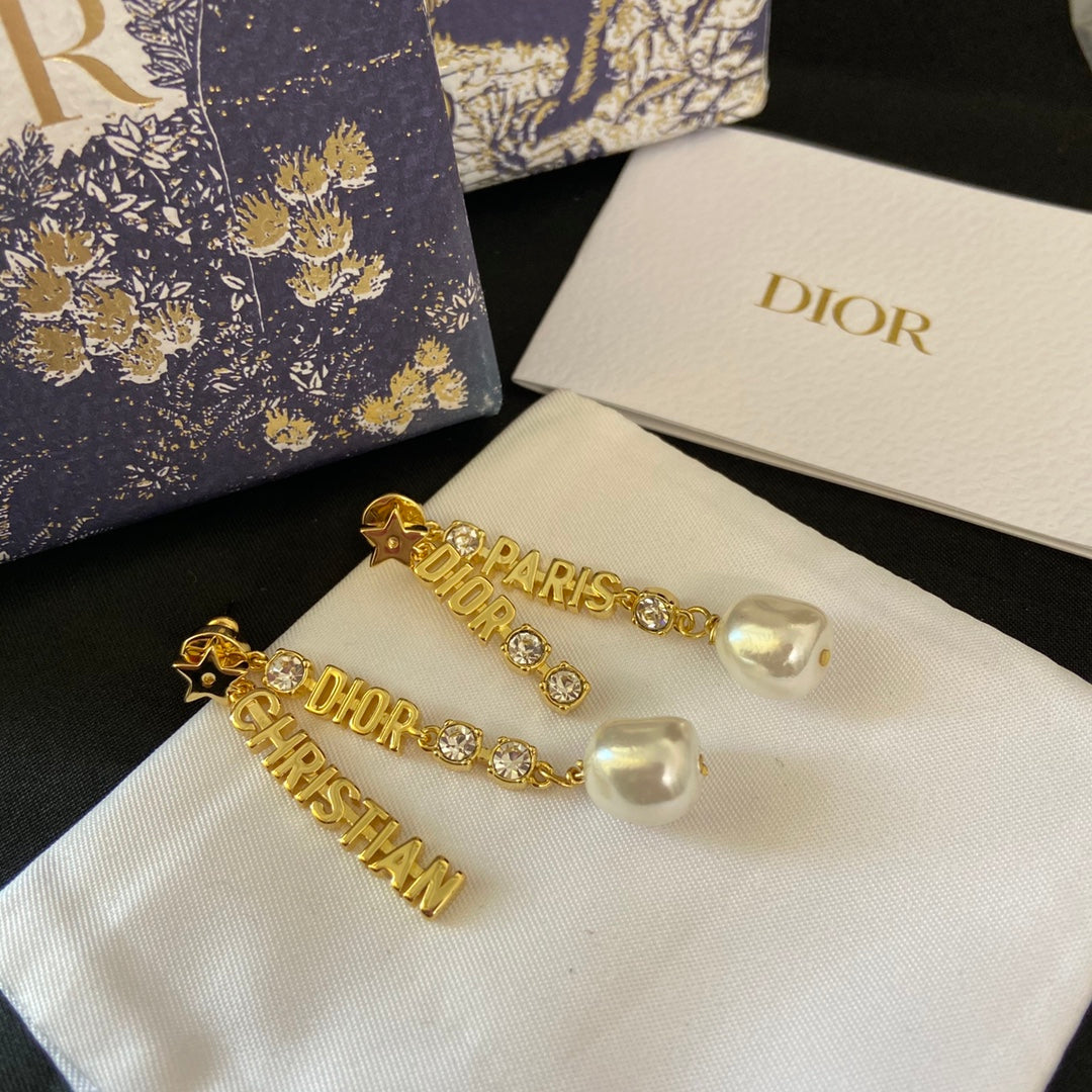 2025 Pearl Alphabet Pendant Earrings