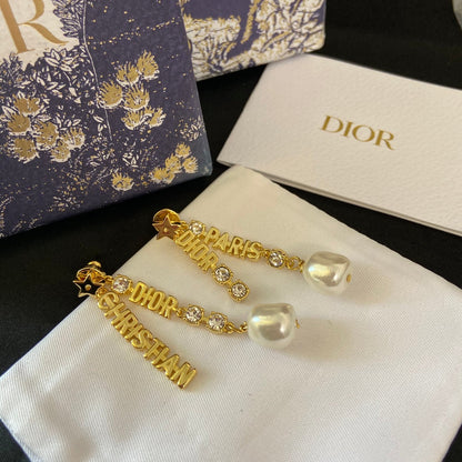 2025 Pearl Alphabet Pendant Earrings