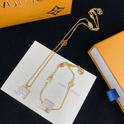 2025 Diamond Square Bracelet Necklace