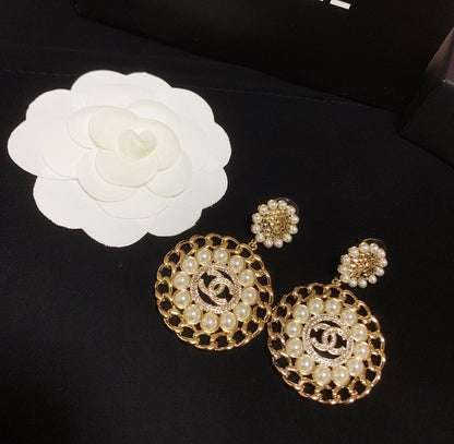 2025 Chain Stripe Pearl Earrings