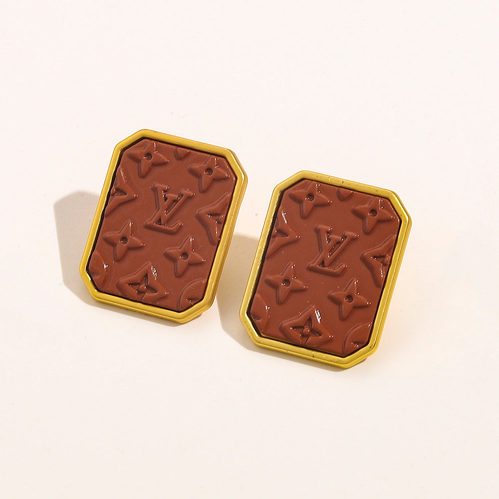 2025 6-color Monogram Embossed Earrings