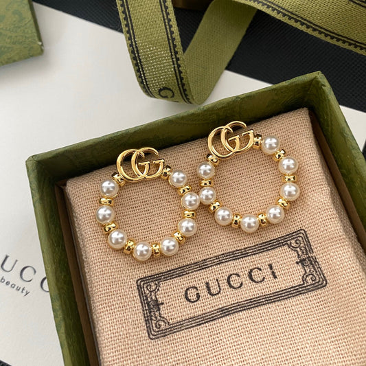 2025 Pearl Letter Hoop Earrings