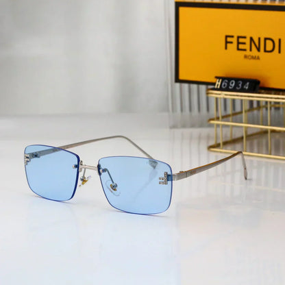 2025 Diamond-studded square frameless sunglasses