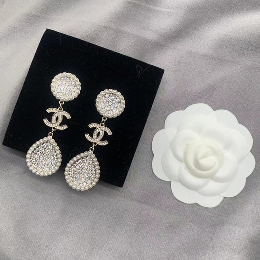 2025 Full Diamond Pearl Earrings